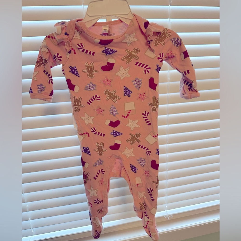 Okie doke pink christmas pajamas with flutter shoulder detail